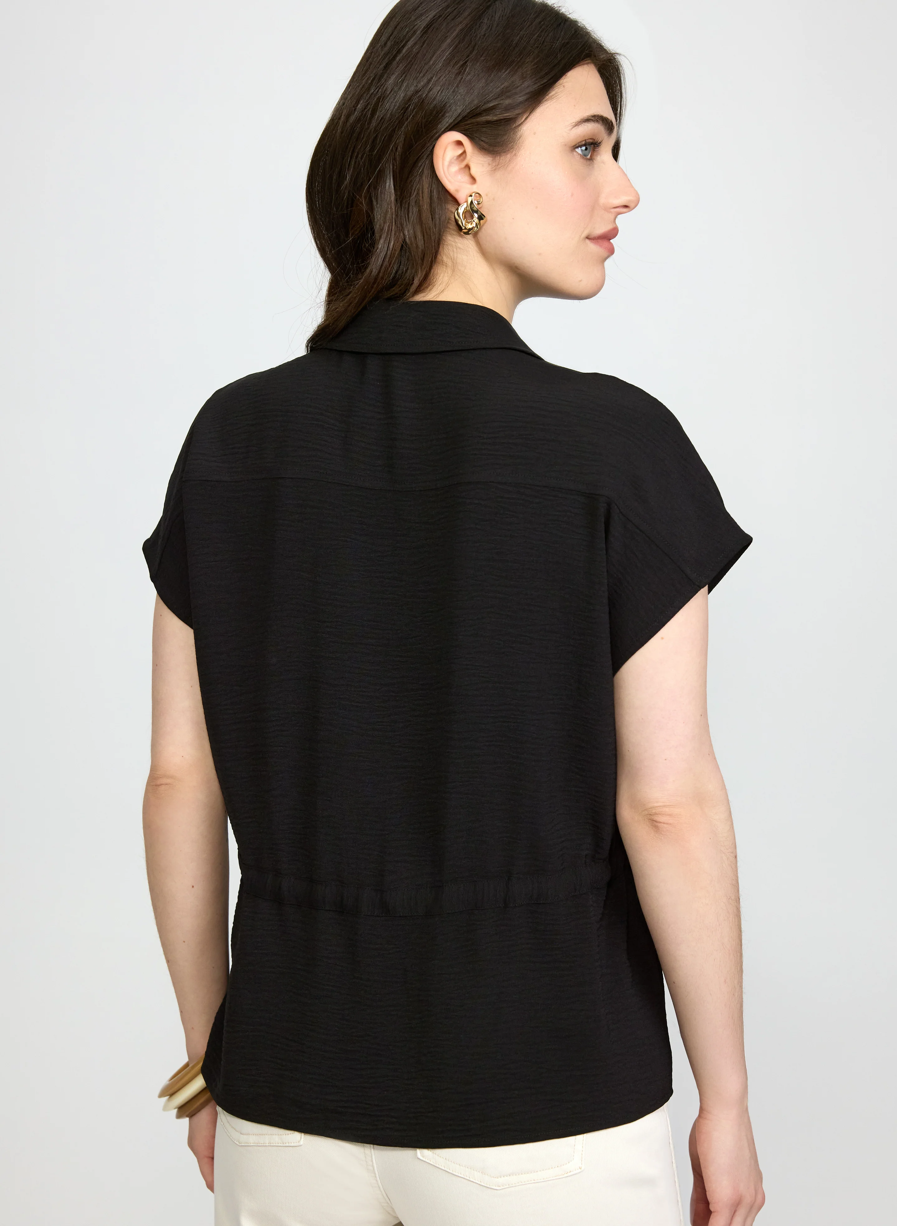 Zip-Up Drawstring Blouse - Image 3