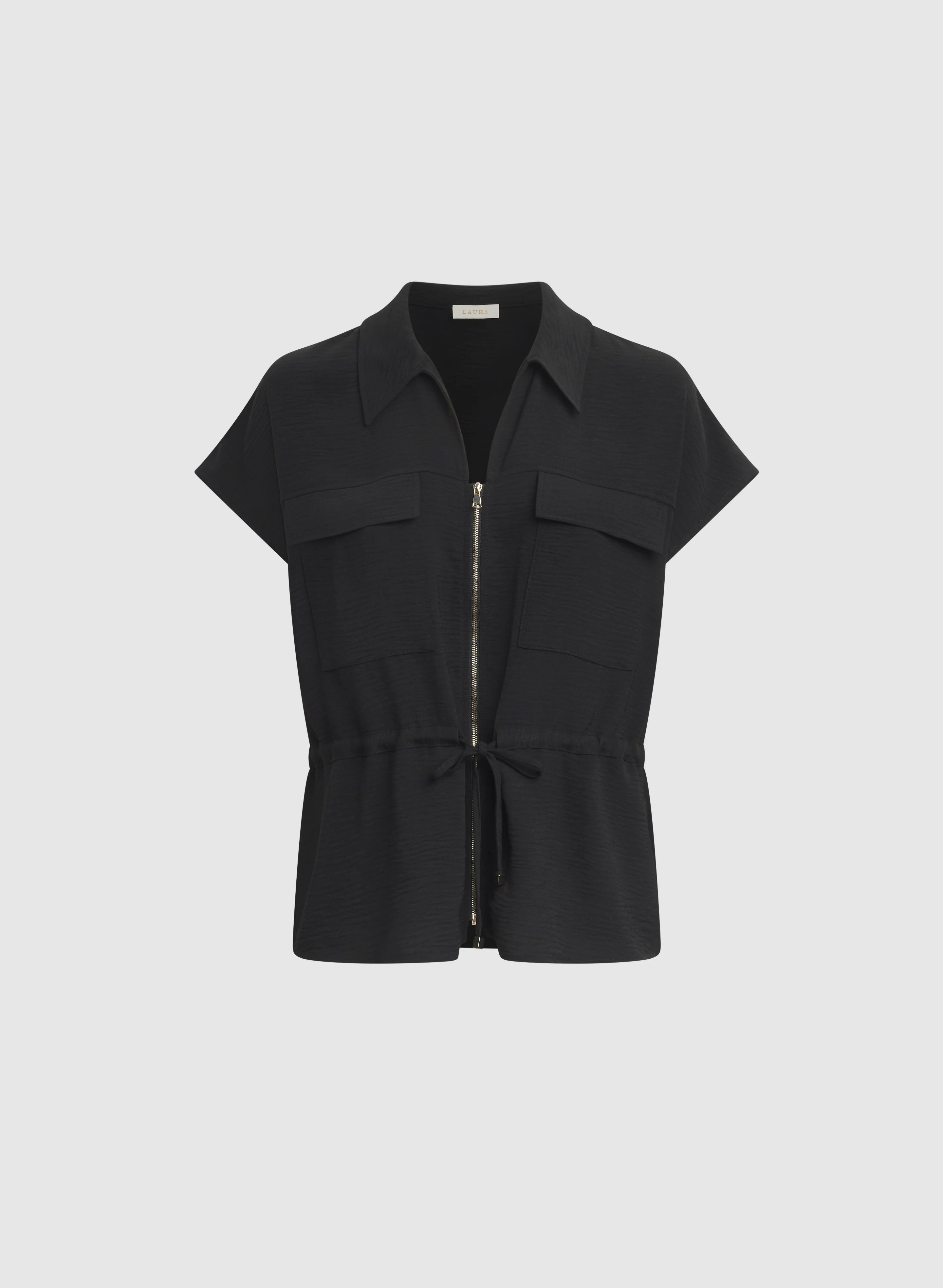 Zip-Up Drawstring Blouse - Image 6