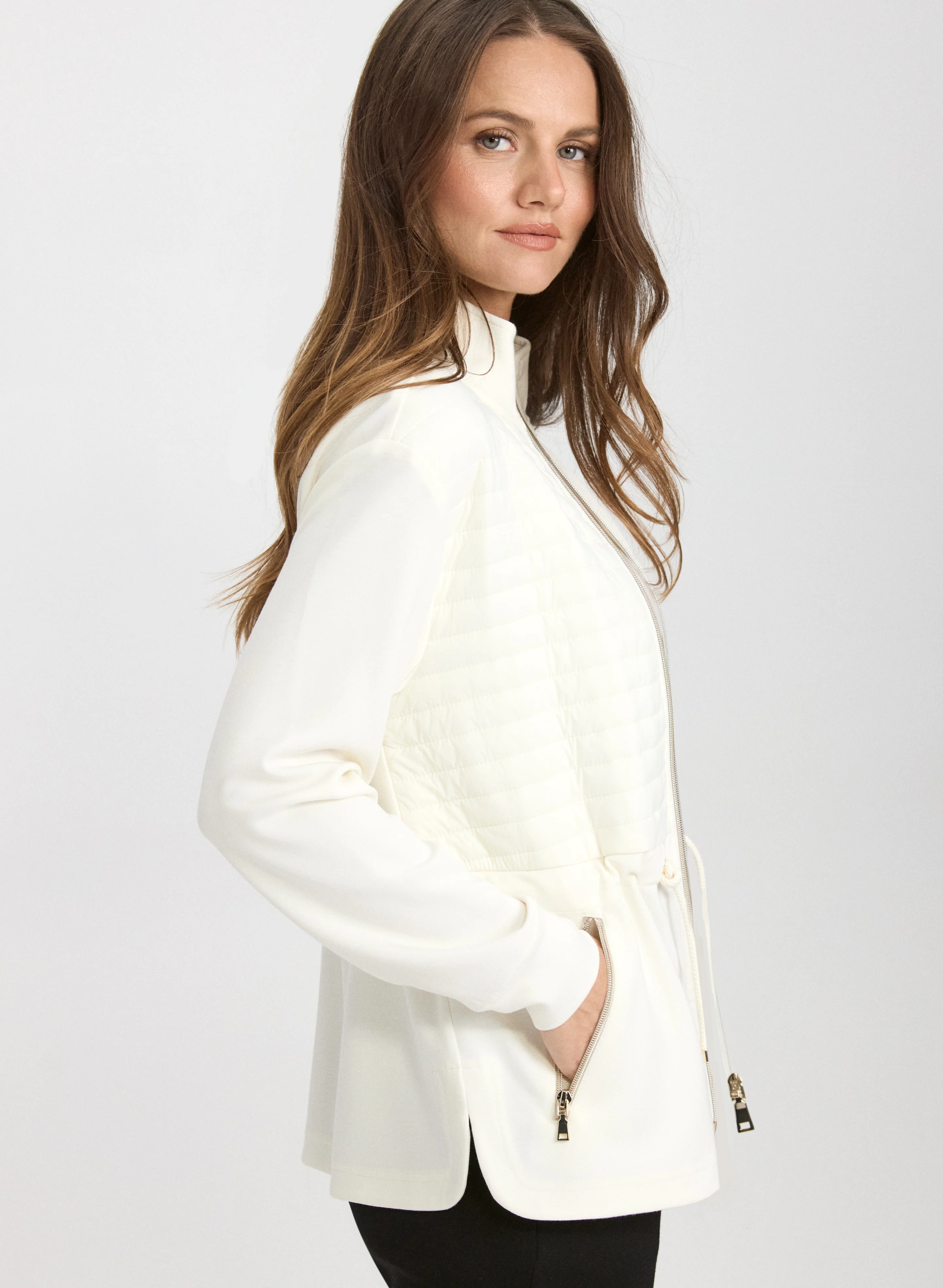 Zip-Up Nylon Detail Top - Image 2