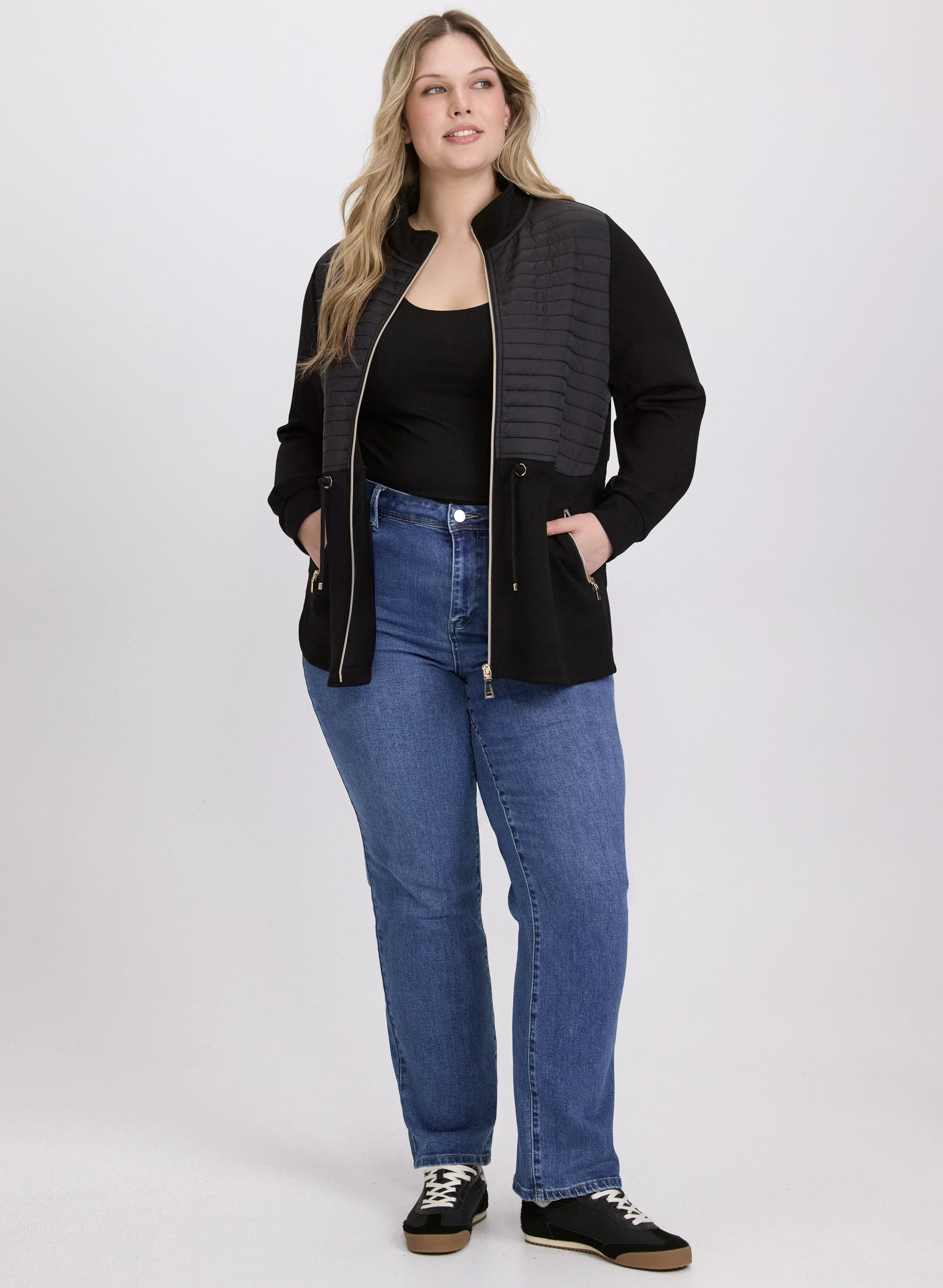 Zip-Up Nylon Detail Top - Image 4