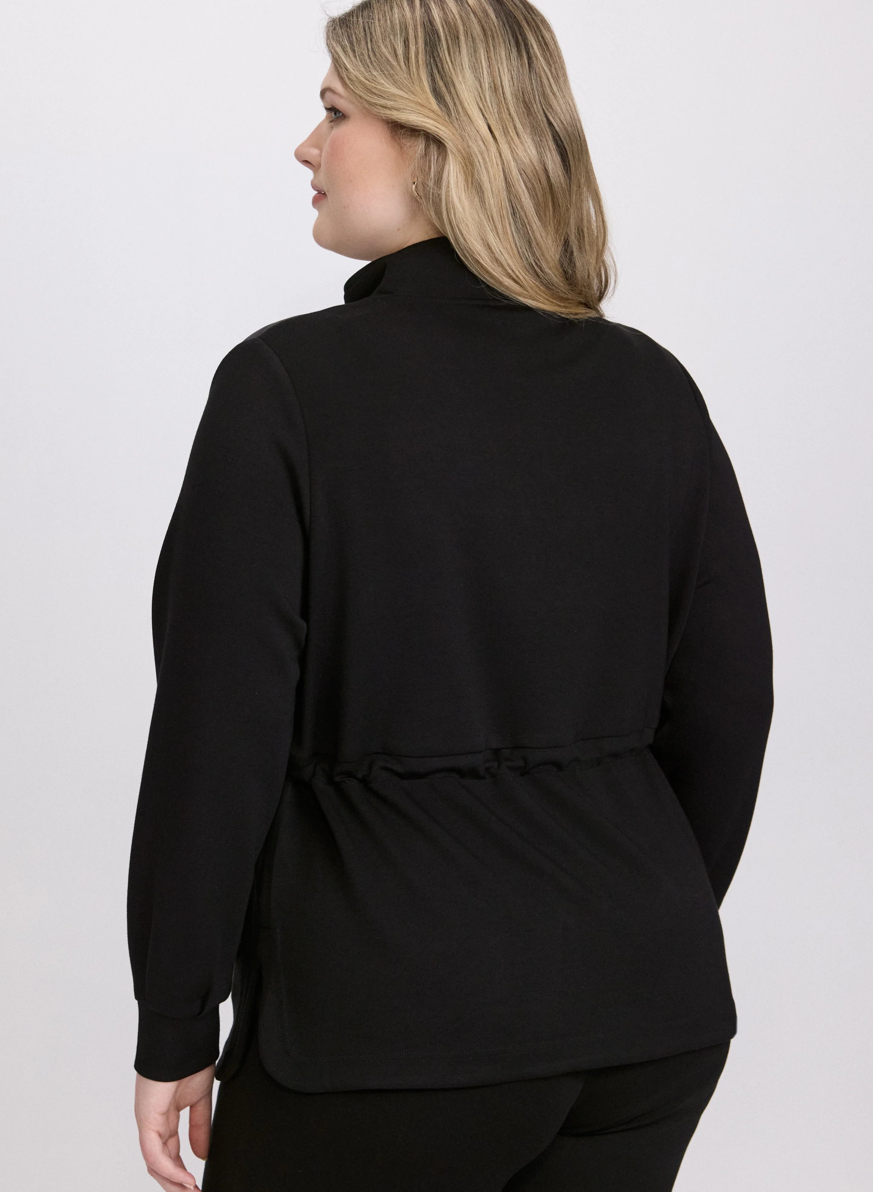 Zip-Up Nylon Detail Top - Image 5