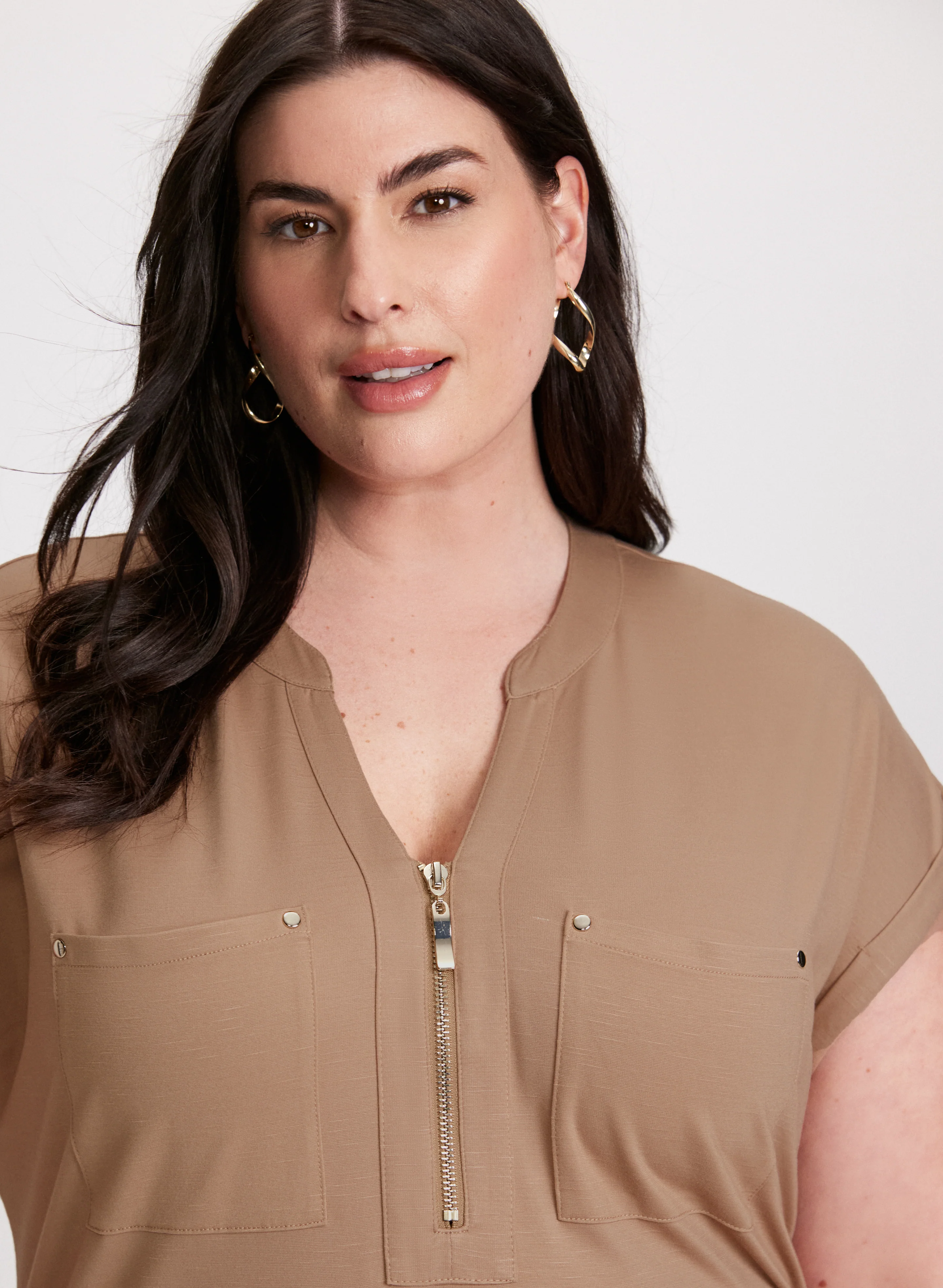 Zipper Neckline T-Shirt - Image 2